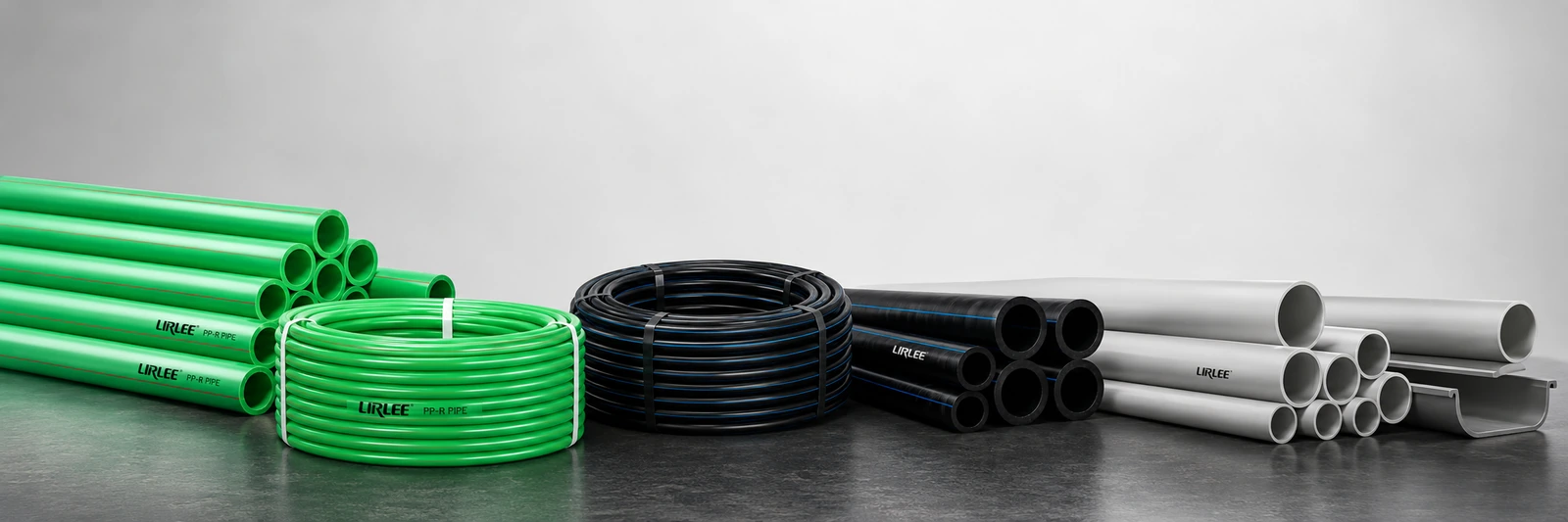 Mixed PVC pipe range organised by diameter