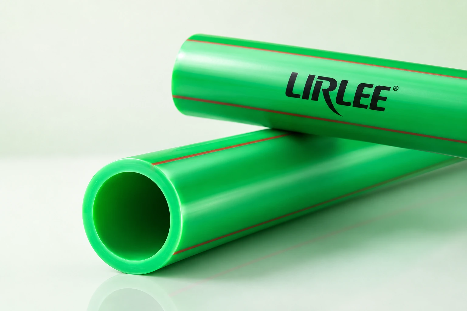 Close-up of LIRLEE PP-R pipe marking and openings
