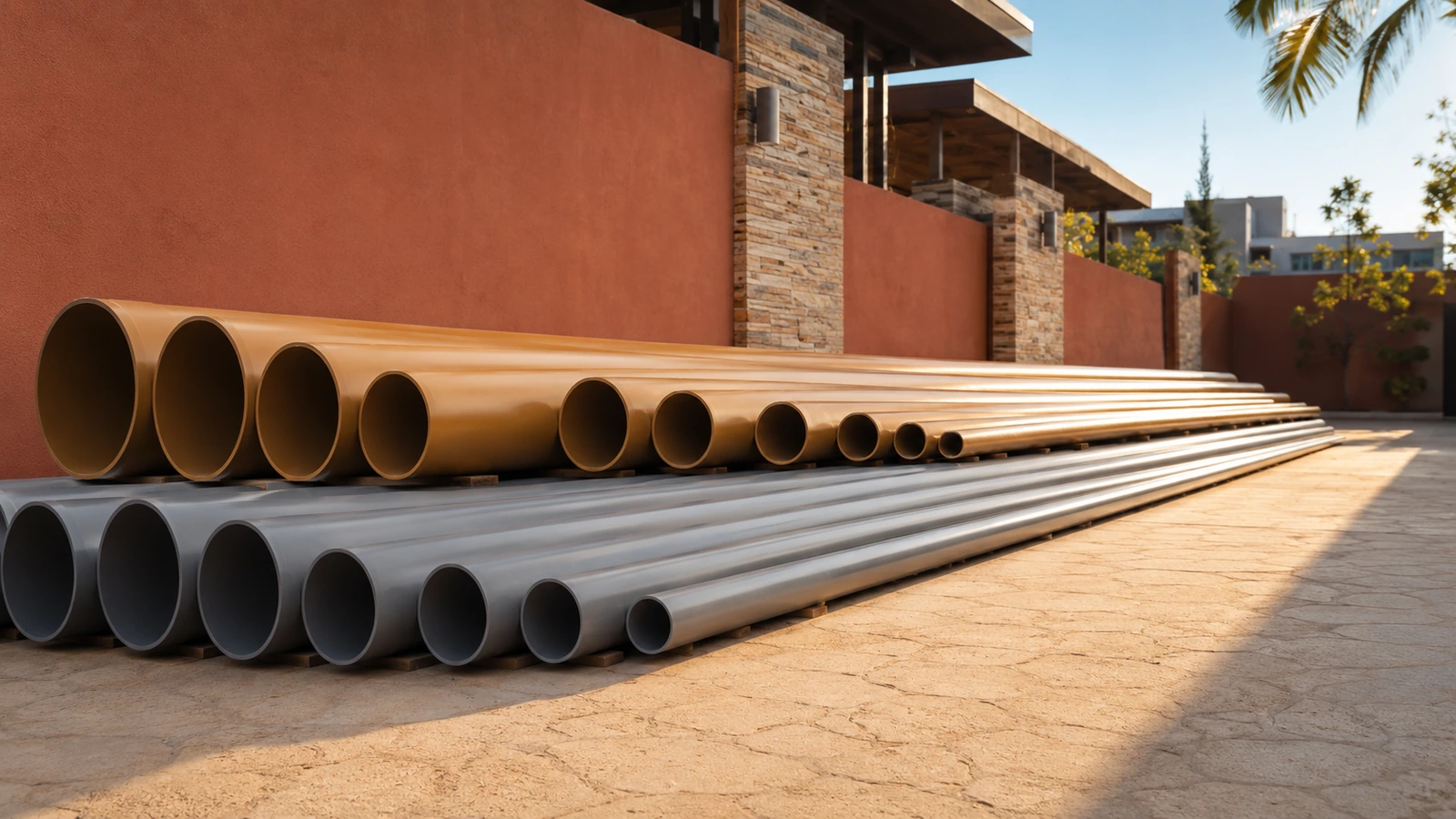 Close-up of small-diameter pressure-pipe openings