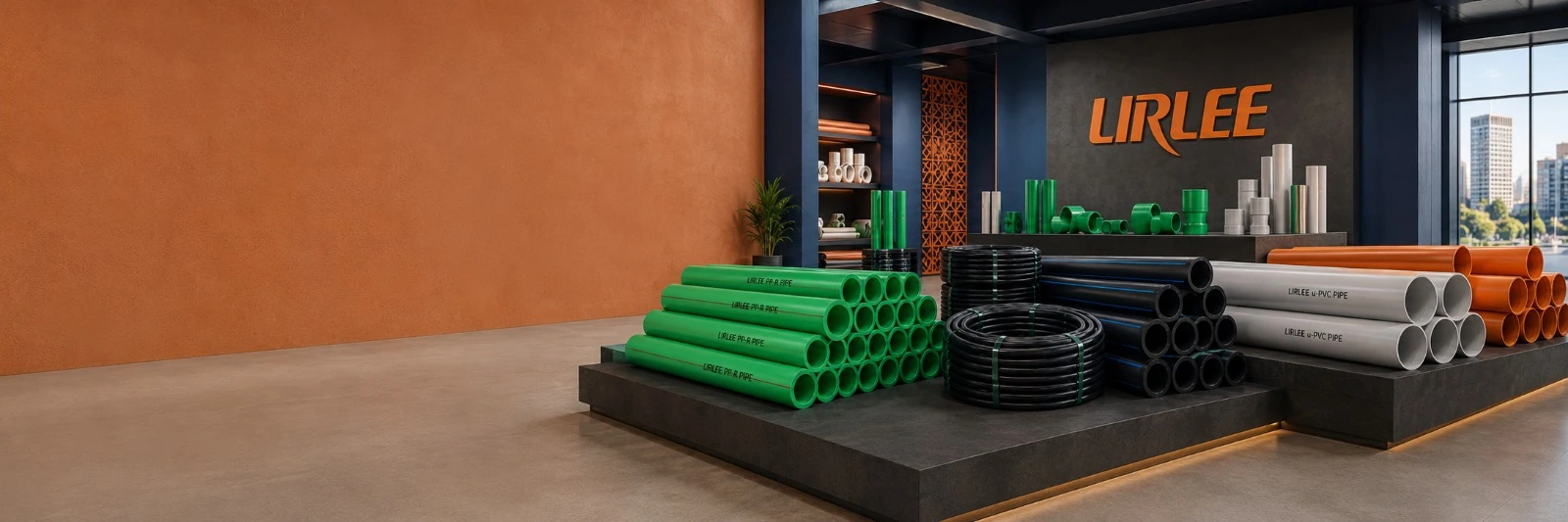LIRLEE product range displayed in a showroom